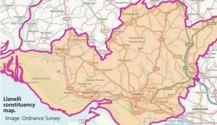  ??  ?? Llanelli constituen­cy map.
Image: Ordnance Survey