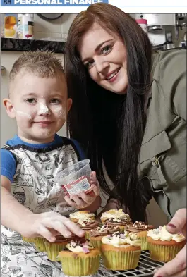  ??  ?? FLOUR POWER: Roxy Cox bakes two dozen fairy cakes with her son Leo, aged four, each week for the price of one cupcake bought in a coffee shop