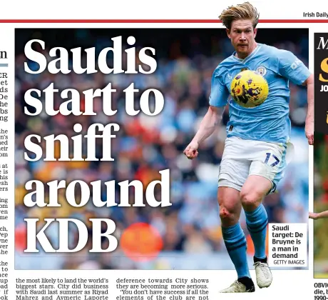  ?? GETTY IMAGES ?? Saudi target: De Bruyne is a man in demand