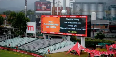  ?? AFP ?? Persistent rain washed out the entire third day’s play in the first Test between India and South Africa in Cape Town on Sunday. —