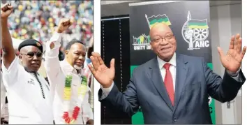  ??  ?? With the expulsion of ANC Youth League president Julius Malema, left, questions have been raised about the fate of the ANC’S deputy president Kgalema Motlanthe, centre, and president Jacob Zuma at the party’s elective conference in Mangaung in December.