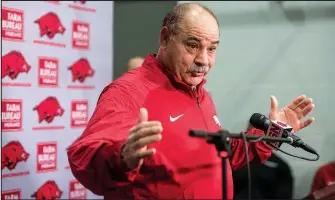  ??  ?? NWA Democrat-Gazette File Photo/BEN GOFF • @NWABENGOFF­The Razorbacks’ defense is expected to be better this season under defensive coordinato­r John Chavis — the only real question is, how much better?