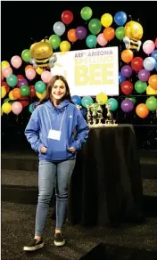  ?? LOANED PHOTO ?? YUMA COUNTY SPELLING BEE winner Zarrin Askari took third place at the Arizona State Spelling Bee on Saturday in Phoenix. Askari is an eighth-grader at Crane Middle School.