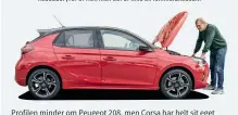  ??  ?? Profilen minder om Peugeot 208, men Corsa har helt sit eget design. Til gengaeld er motorprogr­ammerne identiske.