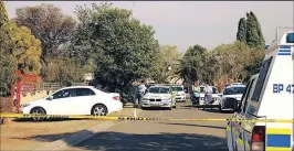  ??  ?? Police at the scene in Silverbush Crescent in Brakpan, Gauteng.