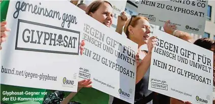  ??  ?? Glyphosat-gegner vor der Eu-kommission APA