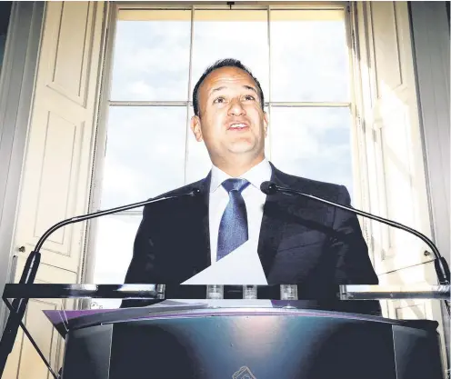  ?? PHOTO: FRANK McGRATH ?? Quizzed: Taoiseach Leo Varadkar speaking at the launch of 31 Local Authority Culture and Creative Strategies 2018-2022 in Merrion Square yesterday.