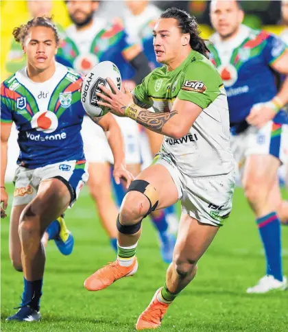  ?? Photo / Photosport ?? Former Warrior Charnze Nicoll-Klokstad has been a breakout star for the Canberra Raiders.