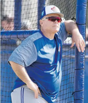  ?? FRANK GUNN / THE CANADIAN PRESS FILES ?? Toronto Blue Jays manager John Gibbons says Jason Leblebijia­n has “definitely opened some eyes” by going six for 19 in spring training