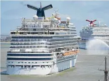  ?? Robert Mihovil/Carnival Cruise Line ?? The Carnival Breeze and the Carnival Vista return to the Port of Galveston in 2021. The cruise company has seen an uptick.