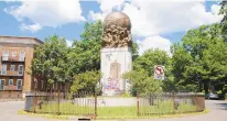  ?? RYAN M. KELLY/AFP ?? An empty pedestal remains where a statue of Confederat­e naval officer Matthew Fontaine Maury was removed on Thursday in Richmond.