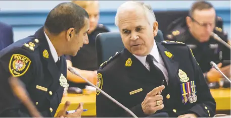  ?? ERROL MCGIHON FILE ?? Ottawa police Deputy Chief Uday Jaswal, left, did not put his name forward to replace retired chief Charles Bordeleau, right.