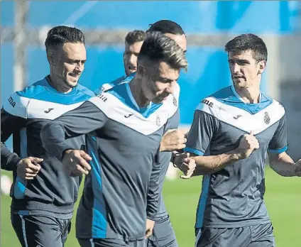  ?? FOTO: PERE PUNTÍ ?? Sergio García, Hernán y Gerard, la artillería que hoy tendrá Quique para vencer al Tenerife y seguir vivos en el torneo del KO