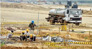  ??  ?? File picture of the constructi­on stage of the Mattala internatio­nal airport which proved to be unproducti­ve public spending.