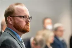  ?? Sean Rayford/Getty Images ?? Defendant Travis McMichael stands as the jury enters the courtroom Nov. 8 in Brunswick, Ga.