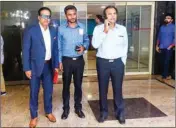  ?? PTI ?? Mumbai : (L-R) Former India cricketers Sunil Joshi, Harvinder Singh and Rajesh Chauhan arrive for the interview of National selector of Indian cricket team, at BCCI Headquarte­rs in Mumbai on Wednesday