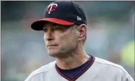  ?? CARLOS OSORIO — THE ASSOCIATED PRESS FILE ?? In this file photo, Minnesota Twins manager Paul Molitor watches from the dugout during the first inning of the team’s baseball game against the Minnesota Twins in Detroit. Molitor has won the American League Manager of the Year award after the Twins...