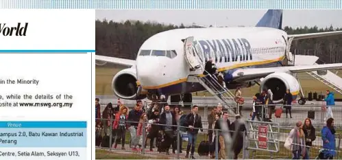  ?? REUTERS PIC ?? A Ryanair poll of over 10 analysts published ahead of the release had forecast an after-tax profit of €1.03 billion for the year to March 2019.