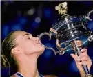  ?? Aaron Favila / Associated Press ?? Aryna Sabalenka of Belarus moves to No. 2 in the WTA rankings with her victory in Melbourne, Australia.