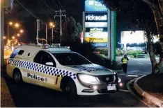  ??  ?? Police cordon off Waurn Ponds Plaza last night.