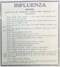  ?? THE ST. CATHARINES MUSEUM SPECIAL TO TORSTAR ?? An advertisem­ent in The St. Catharines Standard on Oct. 12, 1918 provided tips on how to avoid getting the Spanish Influenza.