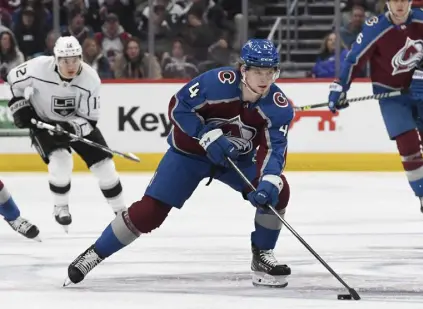  ?? Andy Cross, The Denver Post ?? Avalanche defenseman Bowen Byram is back on the ice playing after three months of dealing with concussion issues.