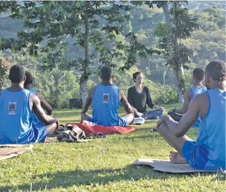  ?? Photo: Chris Tomlinson ?? Fiji Residents rugby league players undergo yoga lesson at Sabeto, Nadi on November 19, 2018.
