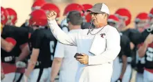  ?? [BRYAN TERRY/ THE OKLAHOMAN] ?? Mike Corley, who announced his retirement as Carl Albert's head football coach and athletic director earlier this month, led the Titans to a 52-2 record with four state titles.