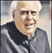  ?? PTI FILE ?? Former Union minister and senior advocate Kapil Sibal says when government­s don’t have a full majority, judicial space expands.