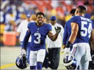  ?? Al Drago / Associated Press ?? New York Giants wide receiver Sterling Shepard (3) walks to the locker room before a game against the Washington Football Team on Sept. 16.