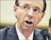  ?? T.J. Kirkpatric­k / The New York Times ?? Rod Rosenstein, the Justice Department’s No. 2 official, denies discussing the 25th Amendment to remove the president.