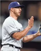  ?? ASSOCIATED PRESS ?? Brewers relief pitcher Jacob Barnes has held opponents to one hit in 12 at-bats over four innings in three appearance­s.
