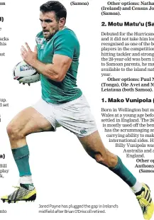  ??  ?? Jared Payne has plugged the gap in Ireland’s midfield after Brian O’Driscoll retired.