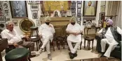  ?? — PTI ?? Punjab Speaker Rana K.P Singh, Rajya Sabha MP and former PPCC president Pratap Singh Bajwa and Cabinet minister Rana Gurmeet Sodhi with state CM Captain Amarinder Singh in Chandigarh on Saturday.