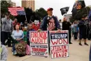  ?? AFP/Getty Images ?? Protesters call for a ‘forensic audit’ of the 2020 presidenti­al election, during a demonstrat­ion by a group called Election Integrity Fund and Force outside of the Michigan State Capitol , in Lansing, Michigan, on 12 October 2021. Photograph: Jeff Kowalsky/