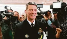  ?? J. Scott Applewhite / Associated Press ?? Ronny Jackson, whom President Donald Trump unsuccessf­ully nominated to lead Veterans Affairs, will not return to his role as the president’s personal physician, the White House said Sunday. He will stay on as part of the medical staff, however.