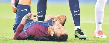  ??  ?? Neymar reacts during the UEFA Champions League Group B football match between Paris Saint-Germain (PSG) and Anderlecht (RSCA) at the Parc des Princes stadium in Paris. — AFP photo