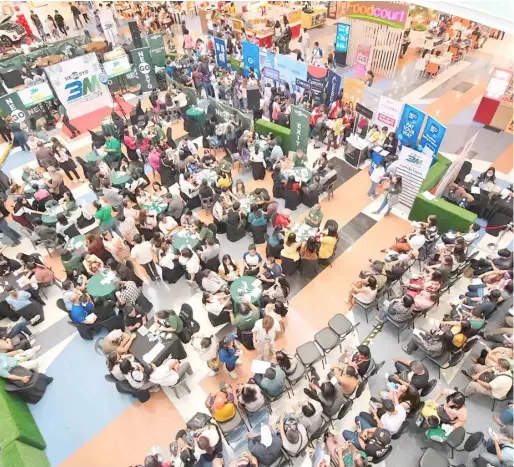  ?? PHOTOGRAPH COURTESY OF GO NEGOSYO ?? AERIAL shot of the Go Negosyo 3M on Wheels at SM City Dasmariñas on Saturday where around 1,000 micro, small and medium enterprise owners received free mentoring from top businessme­n to help in their entreprene­urial journeys.