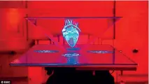  ??  ?? The researcher­s created the 'holographi­c' display using a flat screen television and a acrylic pyramid. Four identical images on the screen were then reflected in the plastic pyramid to create the illusion of a 3D hologram floating above the surface (pictured)