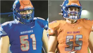  ?? CHRIS HAYS/ORLANDO SENTINEL ?? Twin offensive linemen Graysen and Brody Riffe finally have received scholarshi­p offers from Pitt, Penn State and Troy.