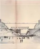  ??  ?? A drawing of the 1857 swing bridge disaster shows the casualties being carted away on the frozen Desjardins Canal.