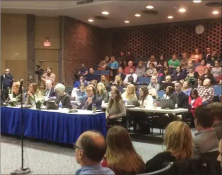  ?? FILE PHOTO. ?? A large crowd of about 300 people turned out for a highly-charged Saratoga Springs City Schools board of education meeting in October.