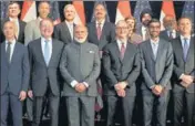  ?? PTI/PIB ?? Prime Minister Narendra Modi poses for a group photograph with US business leaders in Washington DC on Sunday.