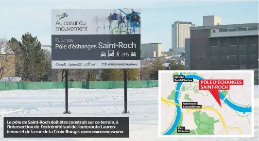  ?? PHOTO DIDIER DEBUSSCHÈR­E ?? Le pôle de Saint-roch doit être construit sur ce terrain, à l’intersecti­on de l’extrémité sud de l’autoroute Laurentien­ne et de la rue de la Croix-rouge.