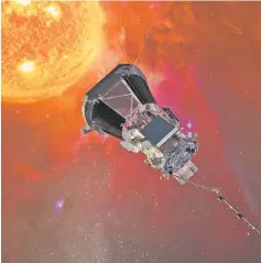  ??  ?? This handout illustrati­on courtesy of Nasa shows an artist’s conception of the Parker Solar Probe, the spacecraft that will fly through the Sun’s corona to trace how energy and heat move through the star’s atmosphere. — AFP photo