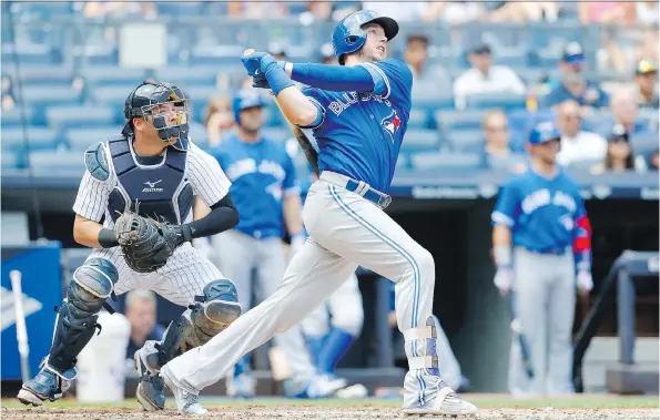  ?? JIM MCISAAC/GETTY IMAGES ?? Blue Jays first baseman Justin Smoak is having a career year. With 23 home runs at the all-star break, he has already surpassed his previous season high of 20.