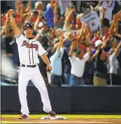  ?? CURTIS COMPTON — THE ASSOCIATED PRESS ?? Over a 19-year career with the Atlanta Braves, third baseman Chipper Jones was an eight-time All-Star and batted .303 with 2,726 hits and 468 home runs.