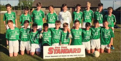  ??  ?? The victorious Naomh Eanna squad before Tuesday’s victory against Shelmalier­s.