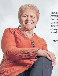  ?? Photo: LAWRENCE SMITH ?? Healthy message: Auckland District Health Board Maori health manager Naida Glavish hopes a new text message service will help new mothers make healthy choices.
– Naida Glavish Maori health manager