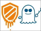  ??  ?? Die beiden Sicherheit­slücken haben auch eigene Logos bekommen. Links Meltdown, rechts Spectre.